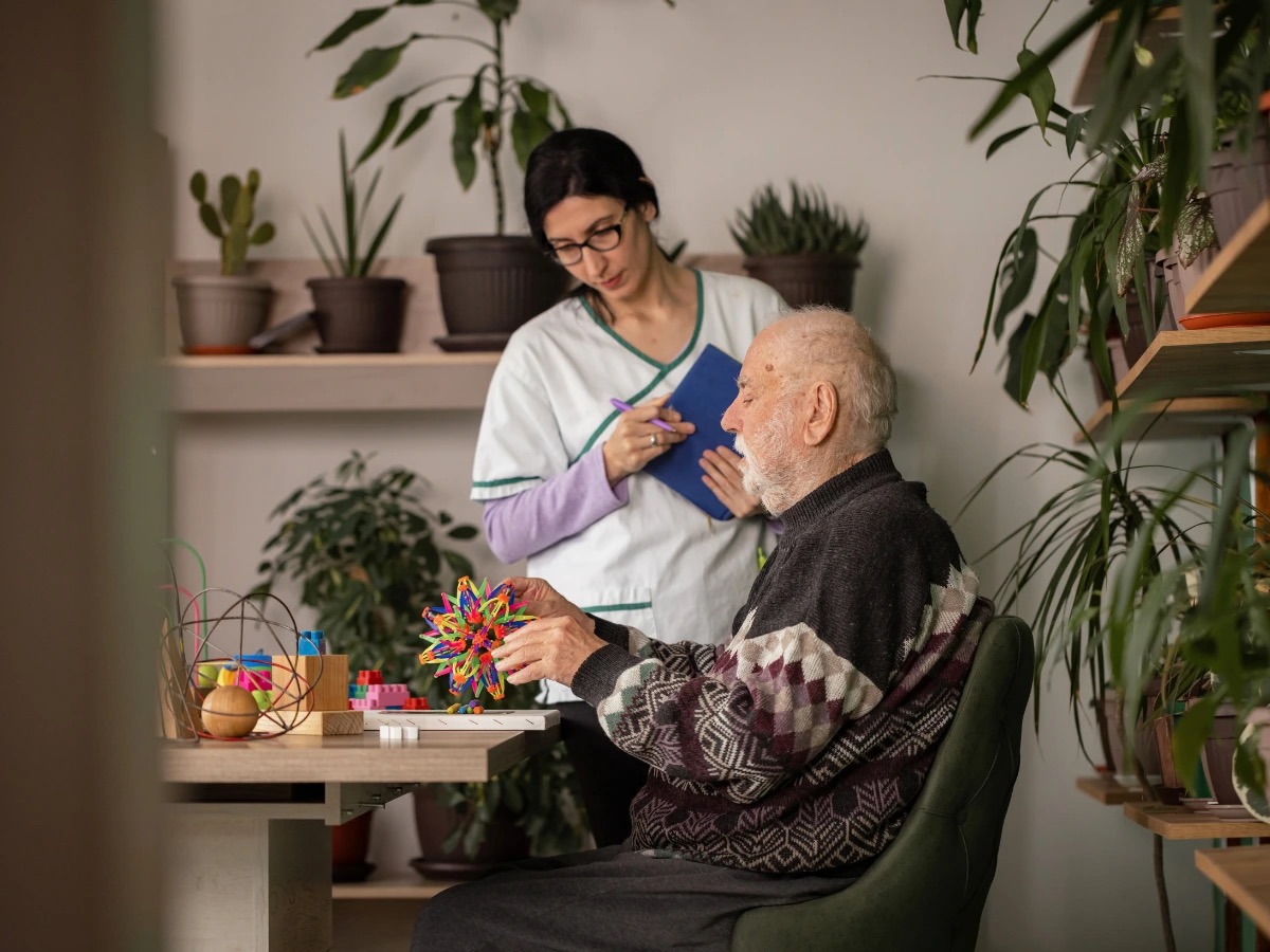 Caregiver supporting senior